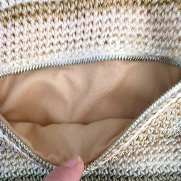 The SAK Leather & Crochet Braided Handle Hand Bag Cream Tan - Picture 7 of 16